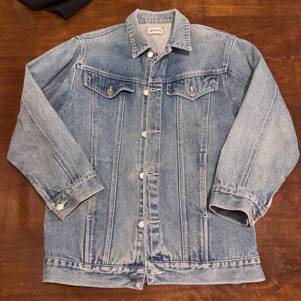 Derrieres Vintage Light Wash Denim Trucker Jacket Mens Blue Jean Coat XL - Picture 2 of 10